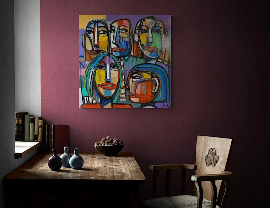 Long Time Friends - acrylic on canvas 90 x 90 x 5 cm