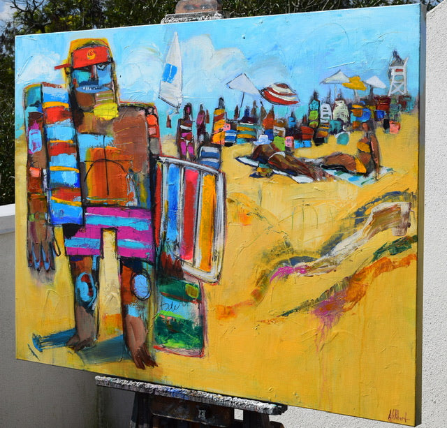 As Sun Worshipper will look once stretched by your local frame shop. This was photographed before varnish application, it looks even better now.