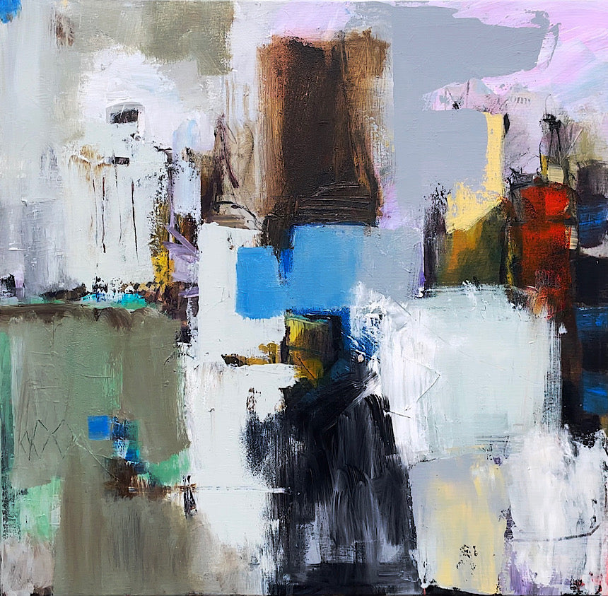 Rivers edge meets the City  90 x 90 x 4.5 cm  [ 35 x 35 x .75 ‘’ ]