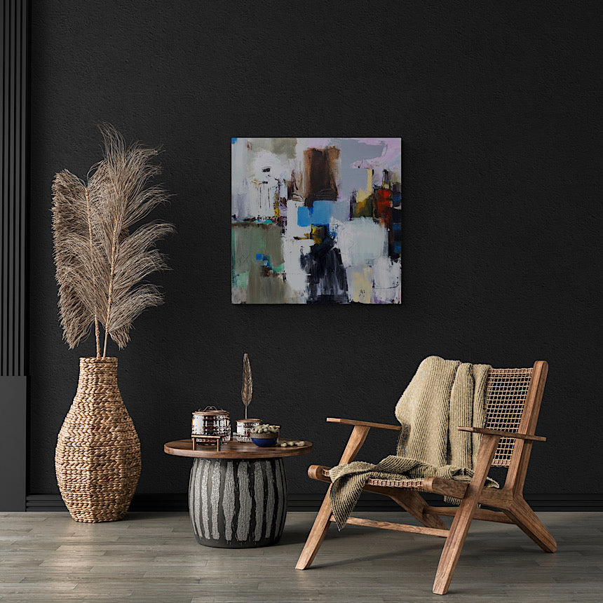 Rivers edge meets the City  90 x 90 x 4.5 cm  [ 35 x 35 x .75 ‘’ ]