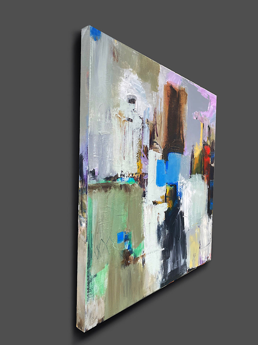 Rivers edge meets the City  90 x 90 x 4.5 cm  [ 35 x 35 x .75 ‘’ ]