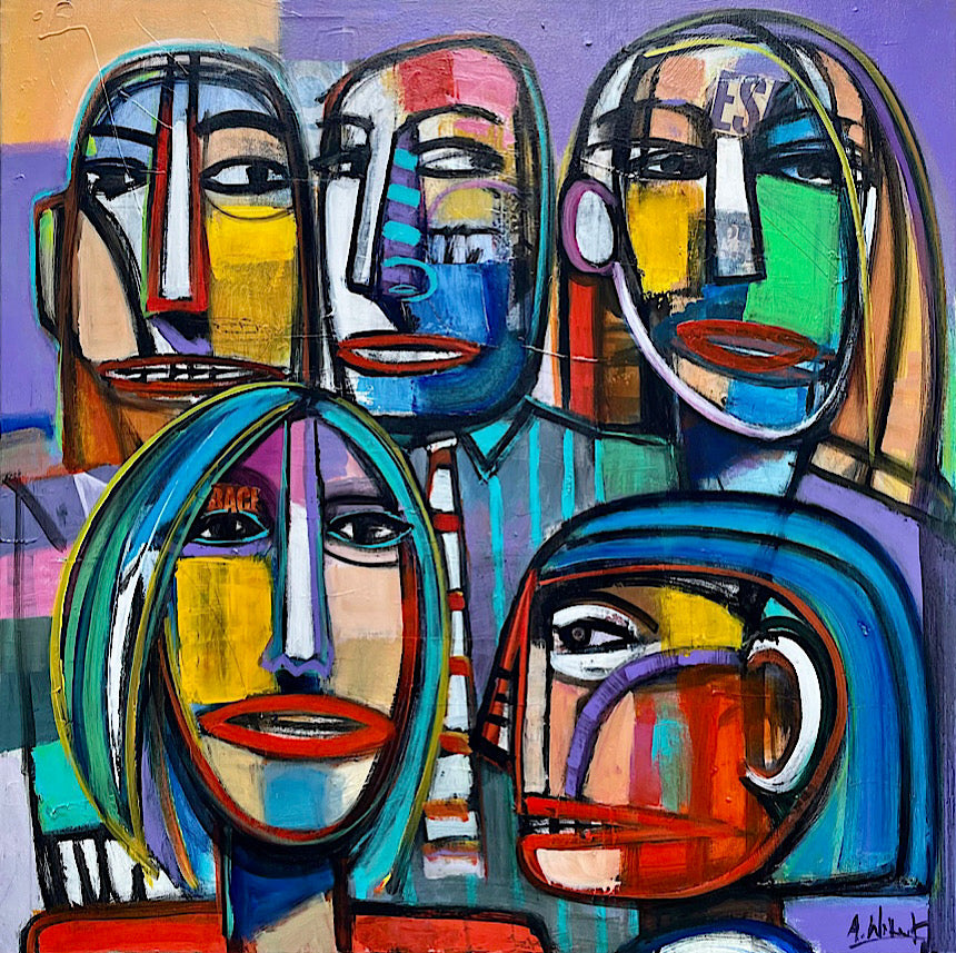 Long Time Friends  - acrylic on canvas  90 x 90 x 5 cm