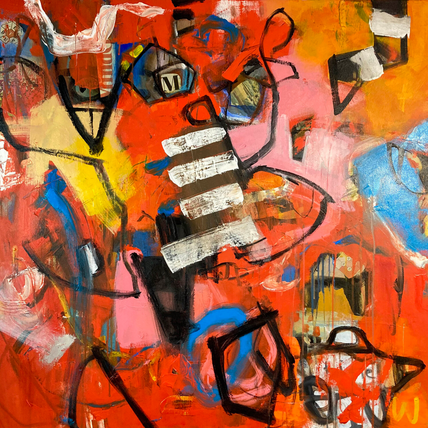 Red Outpour 90 x 90 x 5 cm